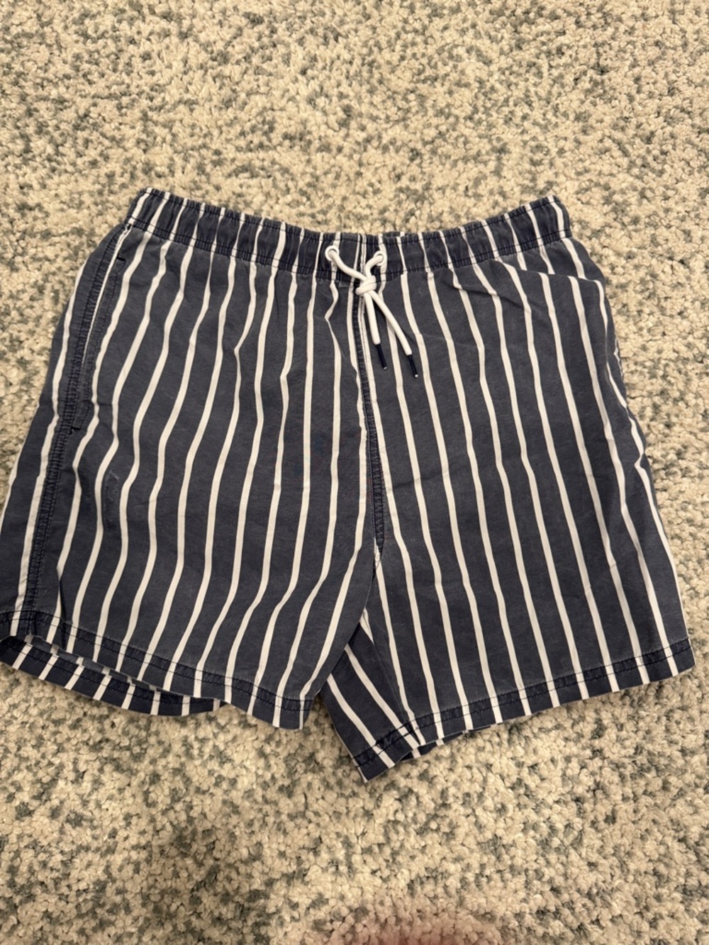 Primark Navy and White Vertical Stripe Swim Trunks